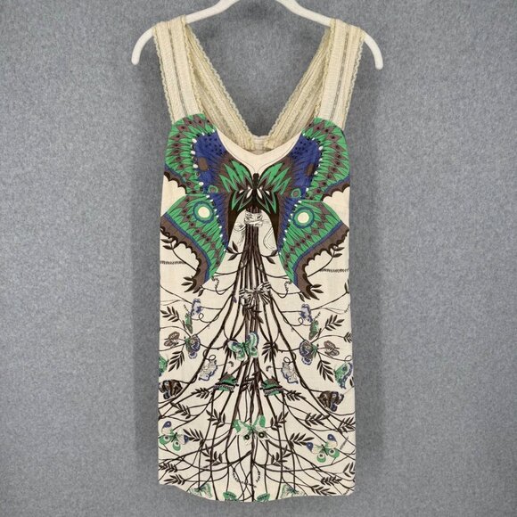 Free People Dresses & Skirts - Free People Madame Butterfly Mini Dress Size 10 Cream VTG Y2K ASO Ashley Tisdale